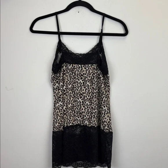 White House Black Market Animal Print & Black Lace Chemise/slip Sz Small - Picture 6 of 8